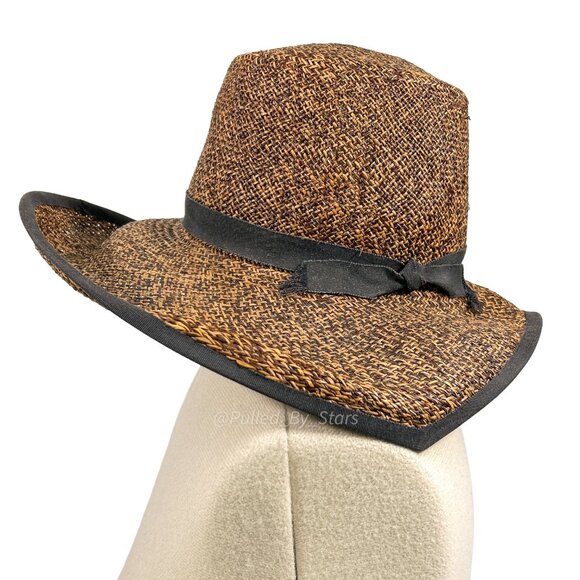 Vintage Custom-Made Artisan Magar Hatworks Millinery 17" Wide Brim Straw Sun Hat - Picture 6 of 16